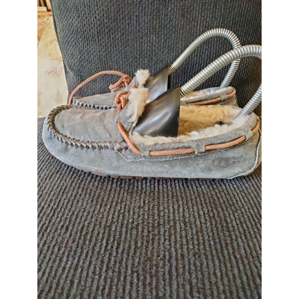 UGG Shoes women's 5 Dakota Smoke Gray Moccasin Wool Lining Slip On Slippers